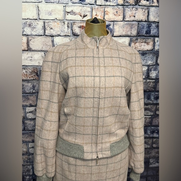 Les Copains Wool Cashmere Skirt Suit Set Jacket 42 6-8 M / Skirt  46 10 L - Picture 3 of 14